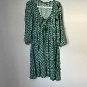 Anthropologie Adelaide Green Floral Boho Midi Dress